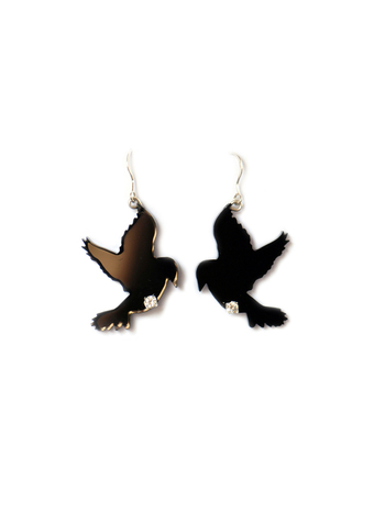 Black bird earrings