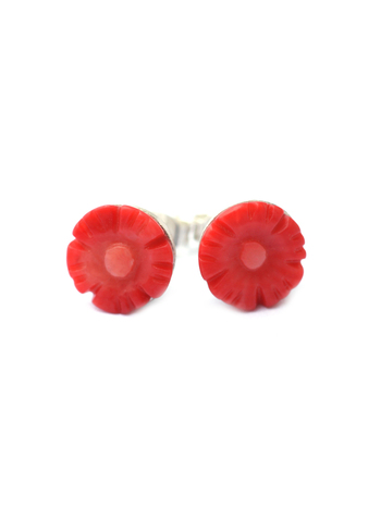 Koraal rode bloem oorstekers
