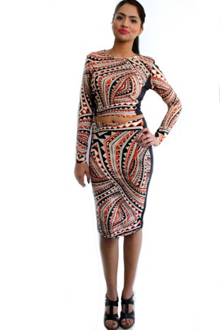 GRAPHIC PRINTED PENCIL SKIRT