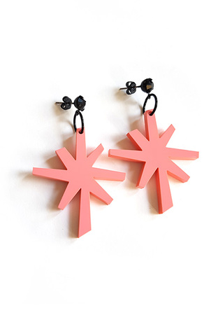 Vintage star earrings -pastel roze